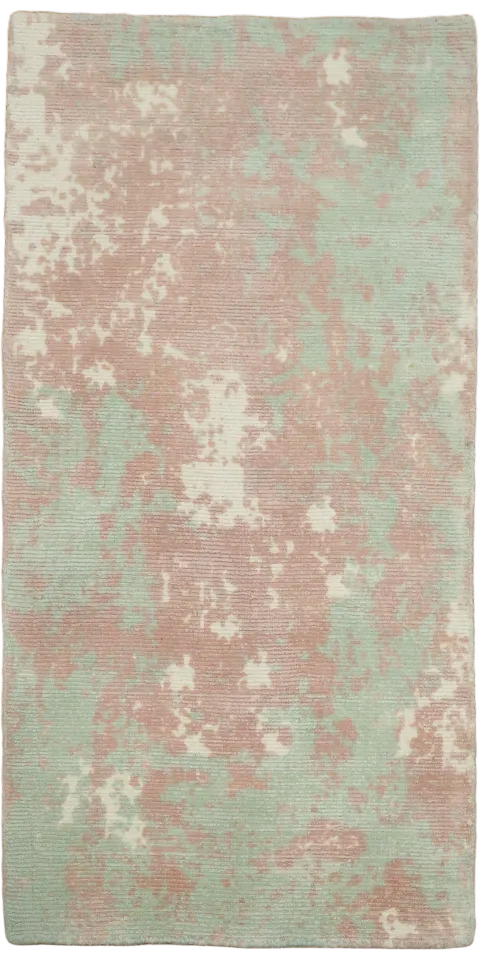 Soft Pink & Green Modern Abstract Rug 2x4