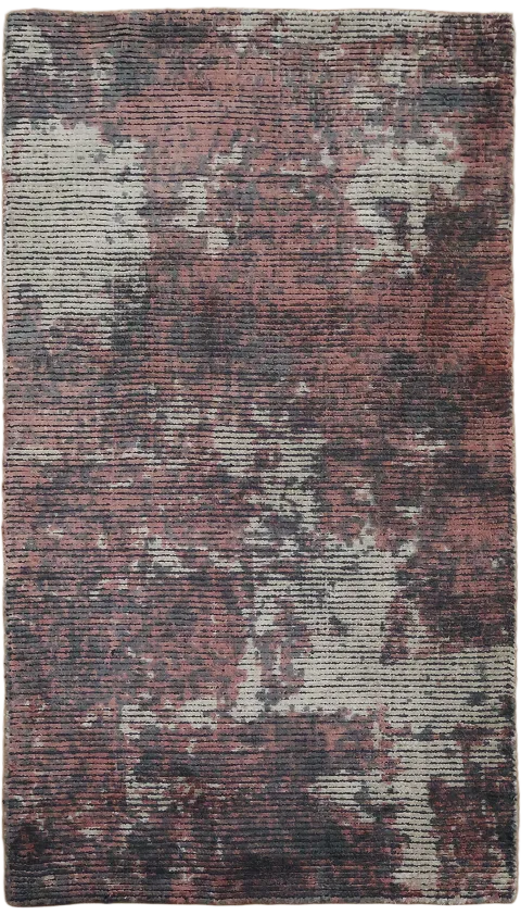 Dusty Rose & Gray Abstract Hand-Knotted Rug 2x4