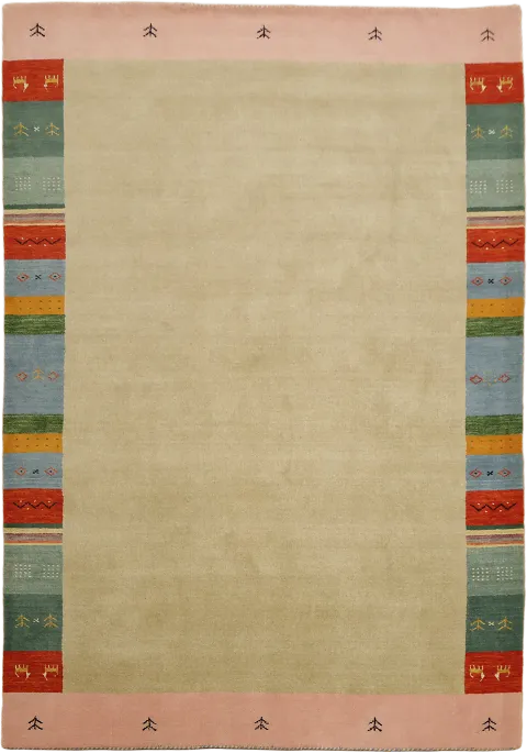 Beige Gabbeh Hand-Knotted Area Rug7x10