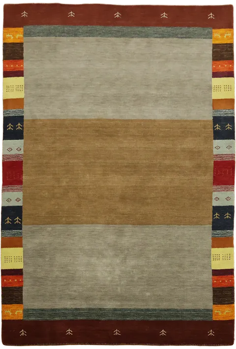 Modern Beige & Soft Gray Gabbeh Area Rug 7x10