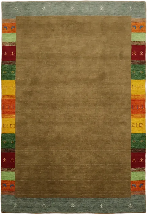 Brown Gabbeh Tribal Area Rug with Vibrant Border 7x10