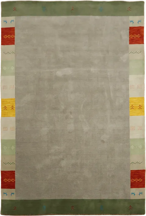 Soft Gray Gabbeh Hand-Knotted Area Rug 7x10
