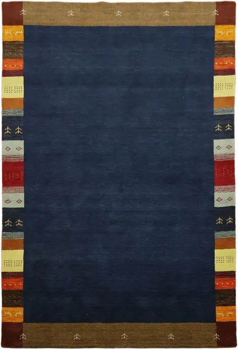 Deep Navy Blue Handmade Wool Gabbeh Oriental Area Rug 7x10