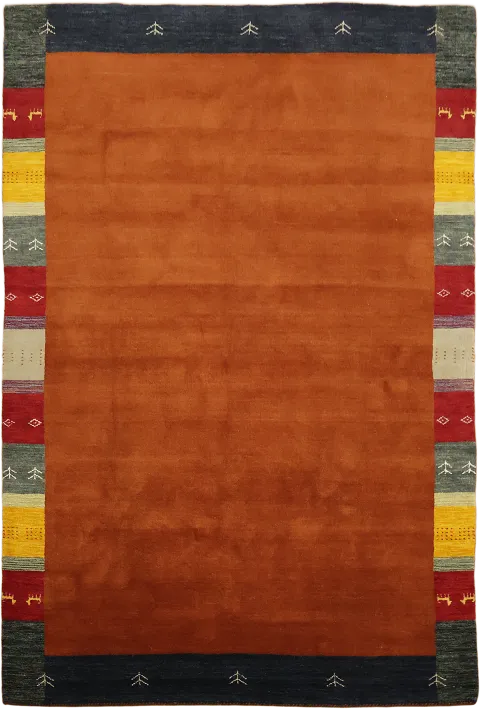 Rust Color Gabbeh Handmade Wool Oriental Area Rug 7x10