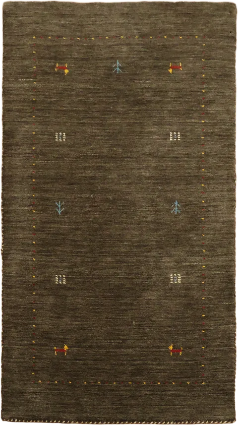 Brown Hand-Knotted Gabbeh Oriental Area Rug 3x5