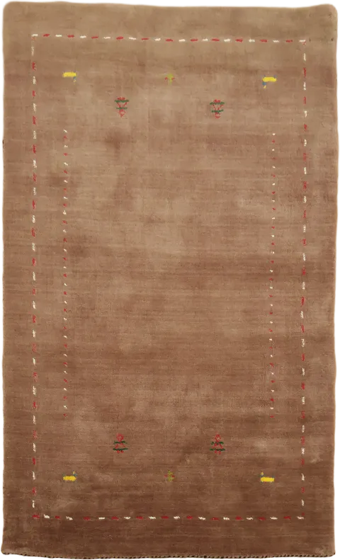 Brown Gabbeh Hand-Knotted Tribal Rug 3x6