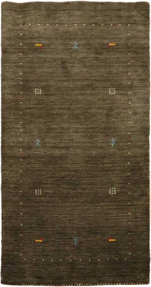 3x5 Hand-Knotted Brown Gabbeh Wool Rug