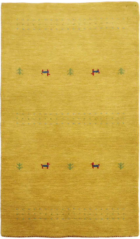3x5 VIbrant Yellow Gabbeh Tribal Rug