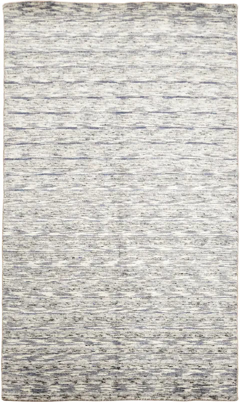 Modern Gabbeh Area Rug in Ivory & Grey Tones 5x8