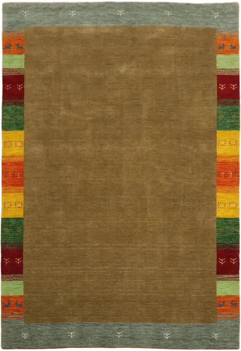 Brown Gabbeh Oriental Area Rug with Colorful Border 7x10