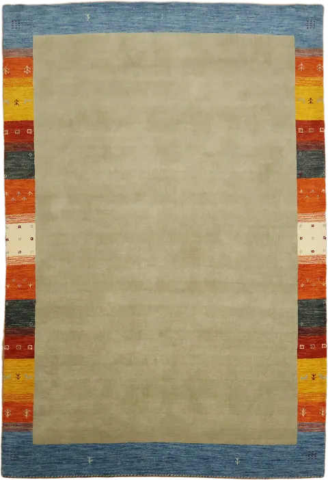 Sage Green 7' x 10' Gabbeh Hand-Knotted Wool Area Rug Tribal