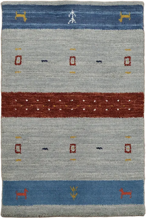 Modern Tribal Wool Rug with Geometric Patterns and Colors 2x3