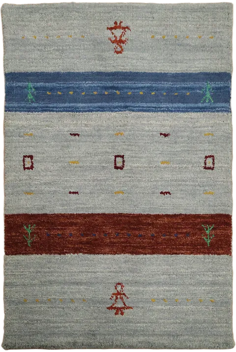 Gray Gabbeh Hand-Knotted Foyer Rug 2x3