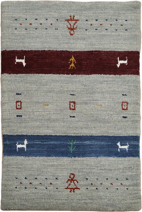 Gray Gabbeh Tribal Foyer Rug 2x3