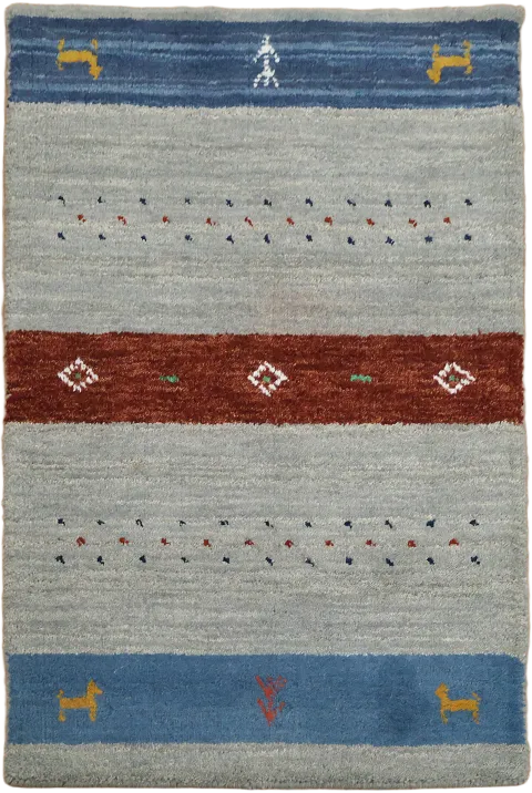 Gray & Blue Tribal Gabbeh Foyer Rug 2x3