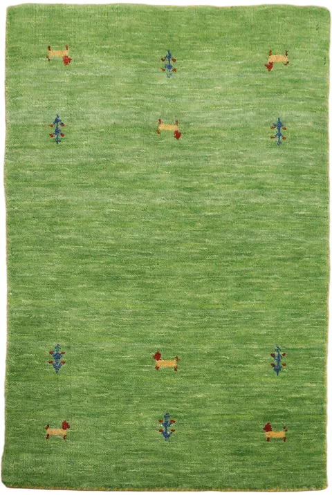 Vibrant Green Rug with Delicate Floral and Animal Accents 2x3 ft