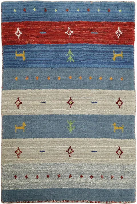 Multicolored Wool Rug with Traditional Inspired Motifs 2x3 ft
