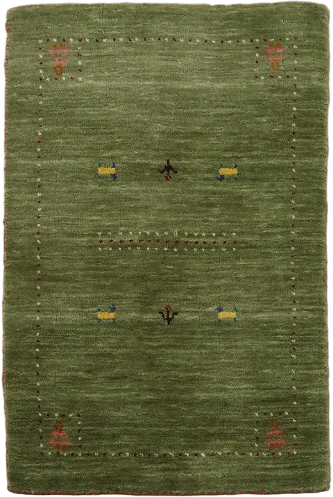 Tribal Green Gabbeh Small Oriental Rug 2' x 3'