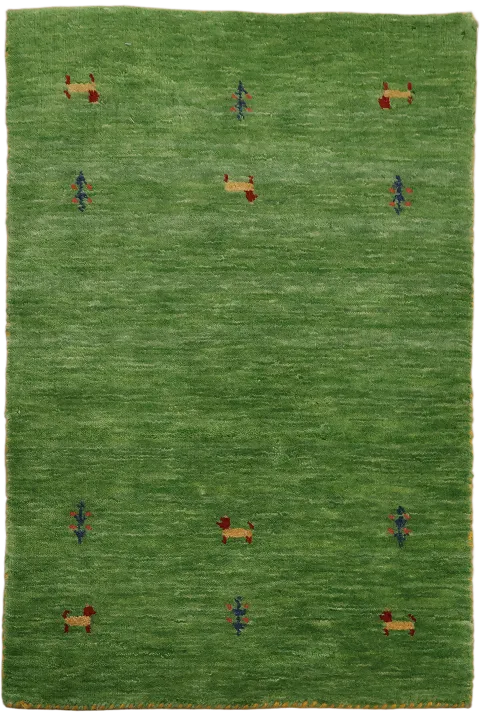Elegant Green Area Rug with Minimalist Abstract Design Details 2'x3'