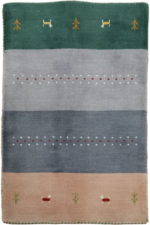 Multi-Colored Wool Rug with Whimsical Animal and Tree Motifs 2'x3'