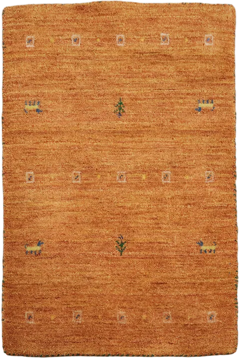 Rustic Orange Rug Featuring Minimalist Animal Motifs 2'x3'