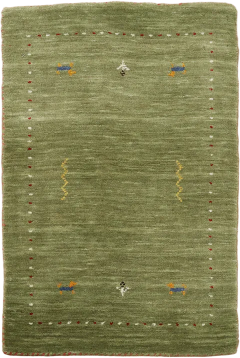 Hand-Knotted Green Gabbeh Oriental Rug 2' x 3'