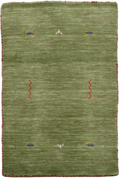 Lush Green Gabbeh Hand-knotted Rug 2x3
