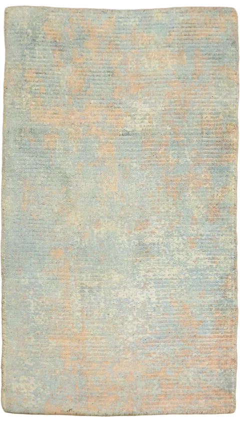 Soft Blue and Rose Pink Abstract Foyer Rug 2'x4'