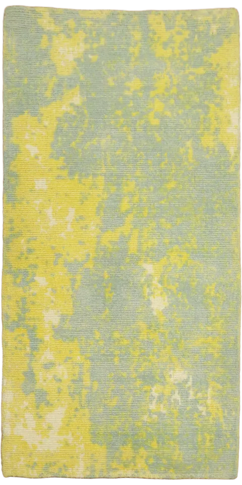 Abstract Blue and Yellow Pastel Rug: Perfect for Modern Cozy Spaces 2'x4'
