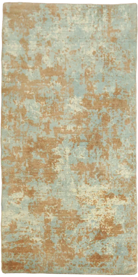 Contemporary Artistic Rug with Earthy Blue Hues 2'x4'