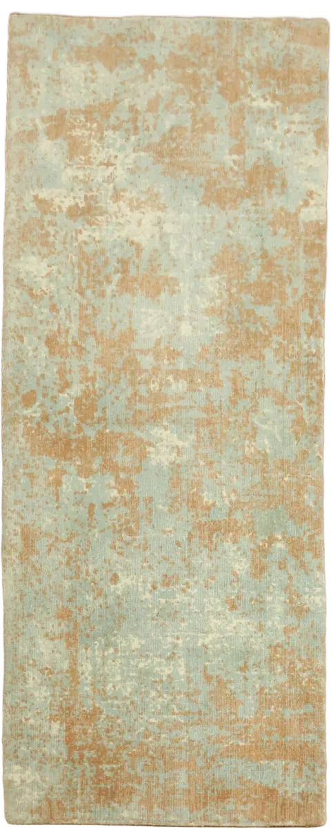 Versatile Blue and Brown Runner with a Distressed Artistic Style 2'x6'