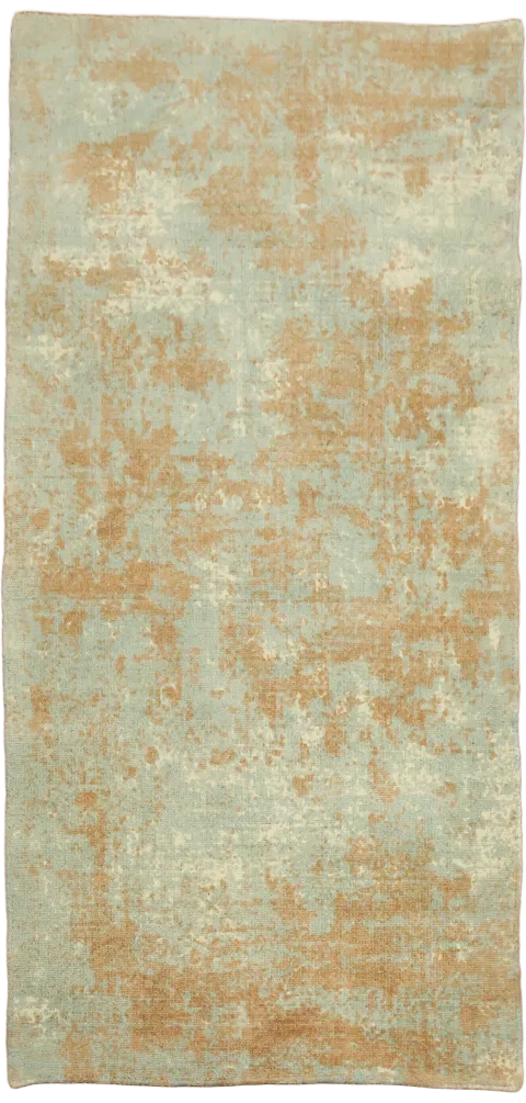 Teal & Rust Abstract Hand-Knotted Rug 3x6