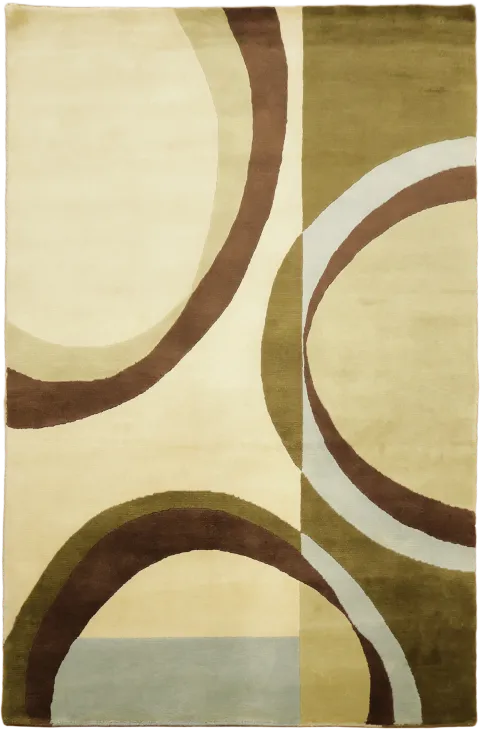 Cream & Brown Nepalese Hand-Knotted Rug 4x5