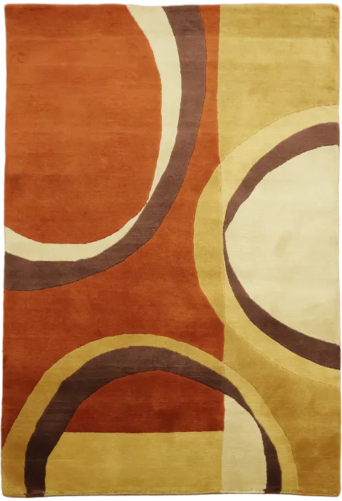 Nepalese Terracotta & Gold Wool Rug 4x5