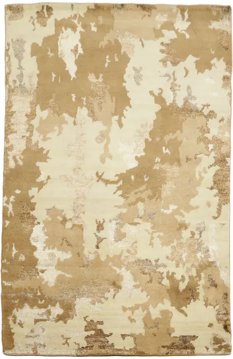 Nepalese Hand-Knotted Rug in Neutral Beige Tones 4x5