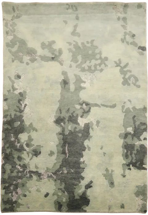 4x5 Sage Green Nepalese Hand-Knotted Oriental Rug