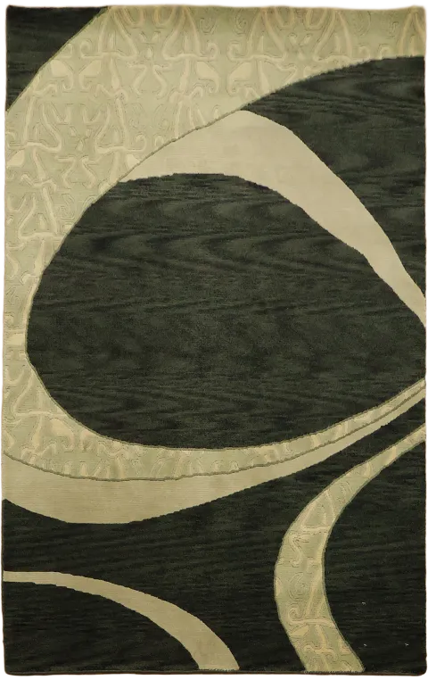 Nepalese Hand-Knotted Wool & Sik Rug 3x5