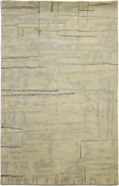 4x6 Nepalese Oriental Rug in Cream & Soft Blue
