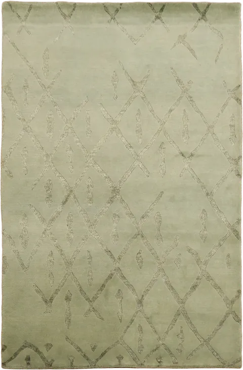 Sage Green Nepalese Hand-Knotted Rug 4x5