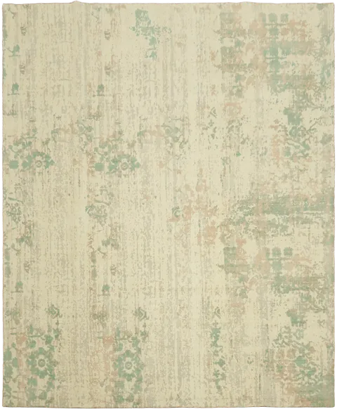 Cream & Sage Green Abstract Area Rug 8x10