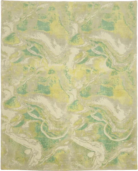8x10 Modern Abstract Green & Yellow Area Rug