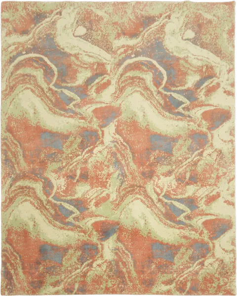 8x10 Abstract Modern Area Rug in Terracotta & Blue