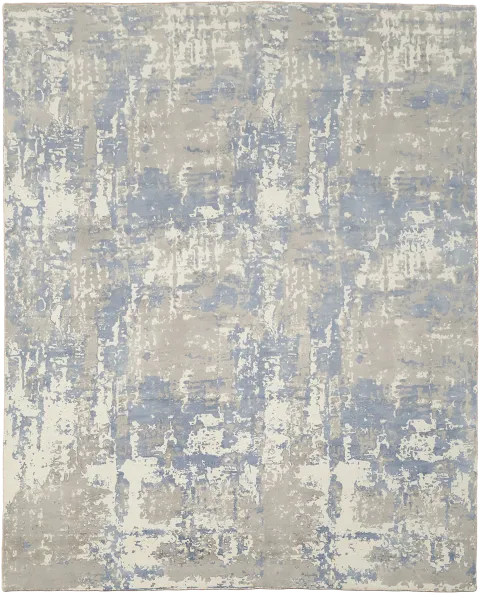 Cream & Blue Abstract Area Rug 8x10