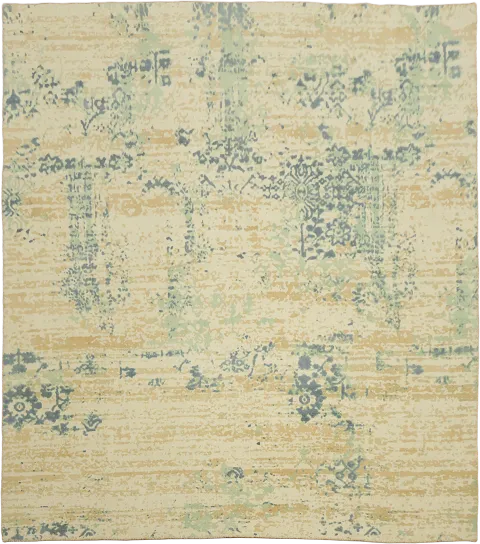 Cream & Green Abstract Area Rug 8x9