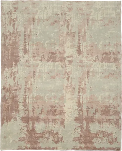 Abstract Oriental Area Rug in Beige & Blush Pink 8x10