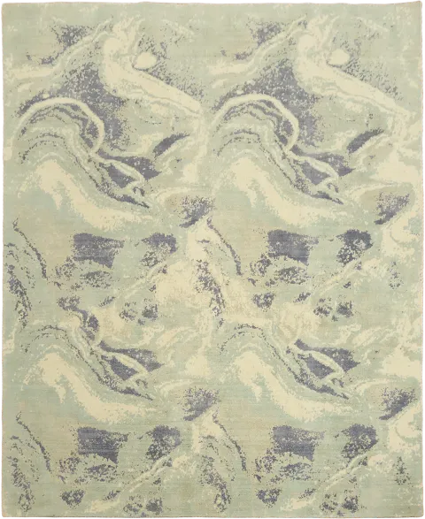 8x10 Sage Green & Ivory Abstract Oriental Rug