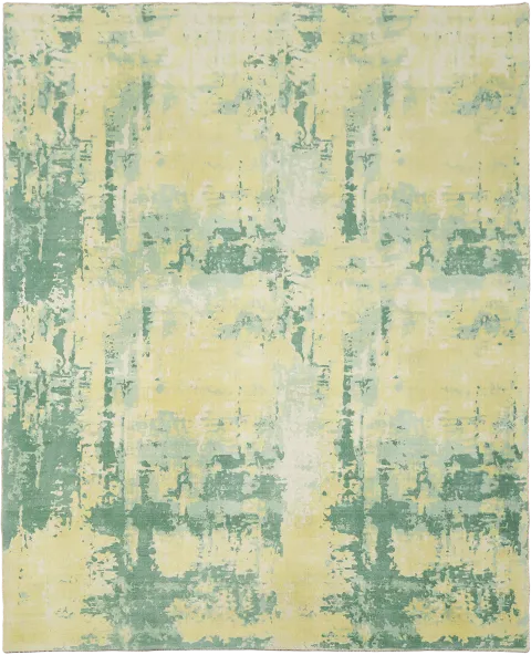 Green & Yellow Abstract Hand-Knotted Area Rug 8x10