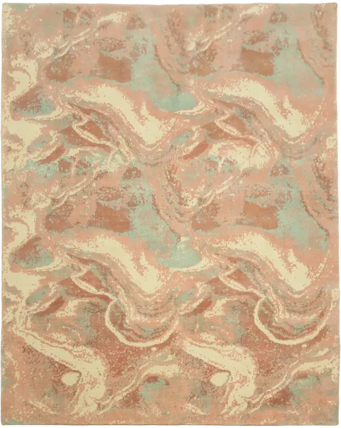 Terracota & Sage Green Abstract Area Rug 8x10