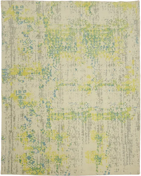 Abstract Area Rug with Cream & Blue Accents 8x10