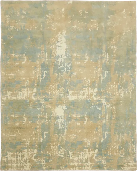 Beige & Blue Abstract Area Rug 8x10